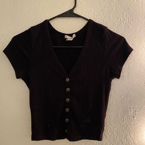 Button Up V-neck Shirt